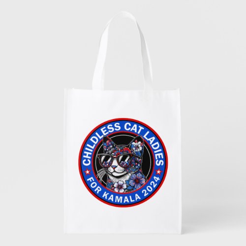 Childless Cat Ladies Vote Kamala US 2024 Dems  Grocery Bag