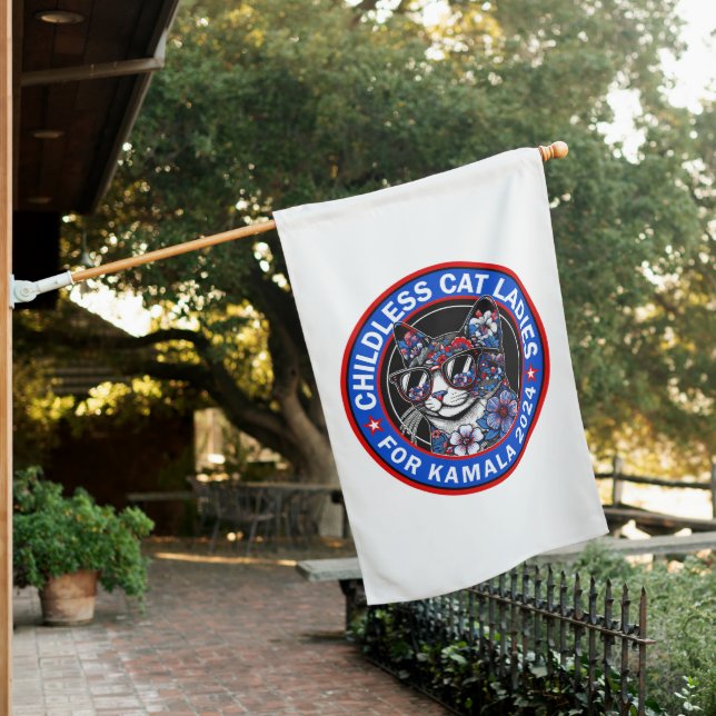 Childless Cat Ladies Vote Kamala US 2024 Dems  House Flag (In SItu)