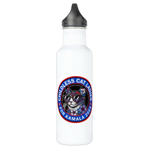 Childless Cat Ladies Vote Kamala US 2024 Dems  Stainless Steel Water Bottle