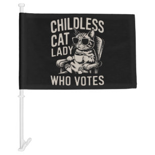 Childless Cat Lady 2024 Election Vote Kamala  Car Flag