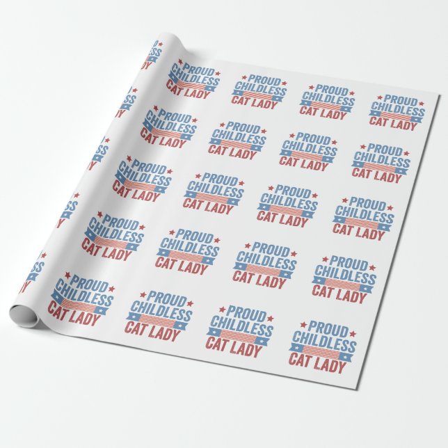 Childless Cat Lady 2024 Wrapping Paper (Unrolled)