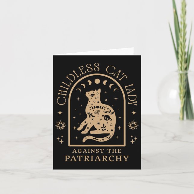 Childless Cat Lady Against Patriarchy Feminist Cat Card (Front)