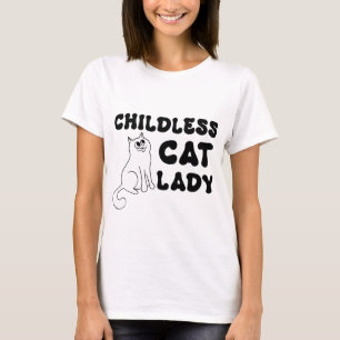 Childless Cat Lady - Black on White T-Shirt