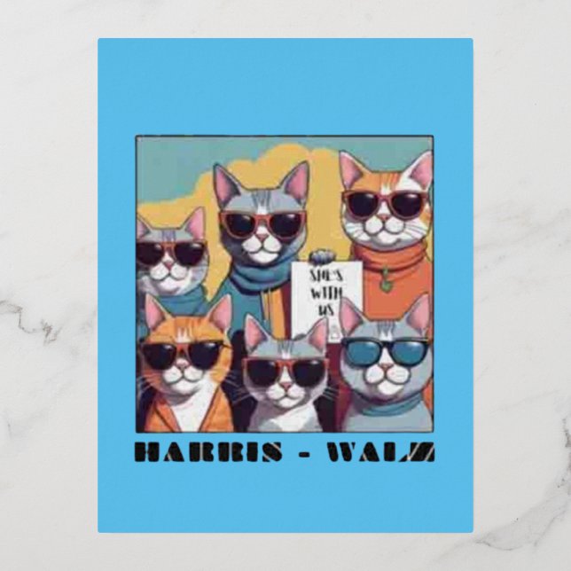Childless cat lady childless cat ladies for Kamal Foil Holiday Postcard (Front)