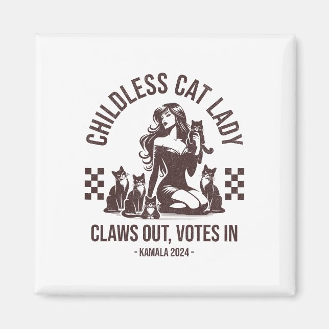 Childless Cat Lady Claws Out  Magnet (Front)