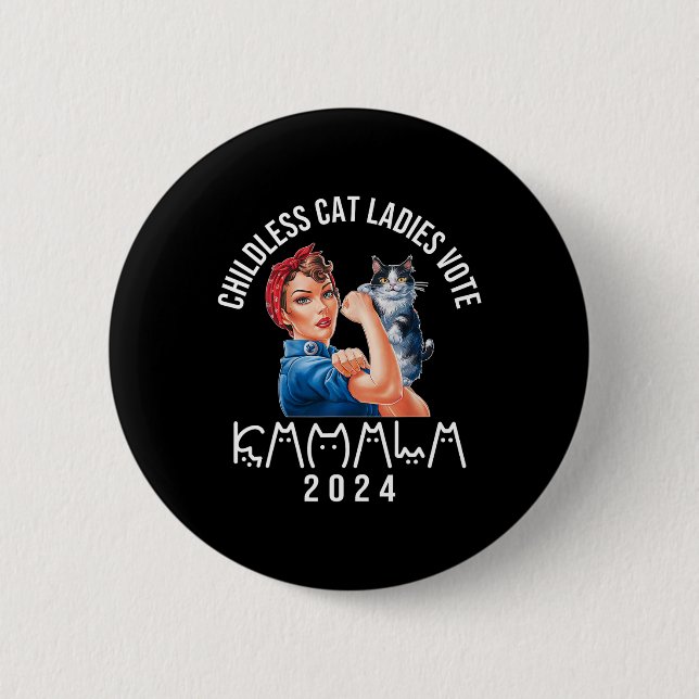 Childless Cat Lady Cute Cat 2024 Childless Cat Lad Button (Front)