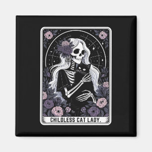 Childless Cat Lady Cute Gothic Skeleton Tarot Card Magnet