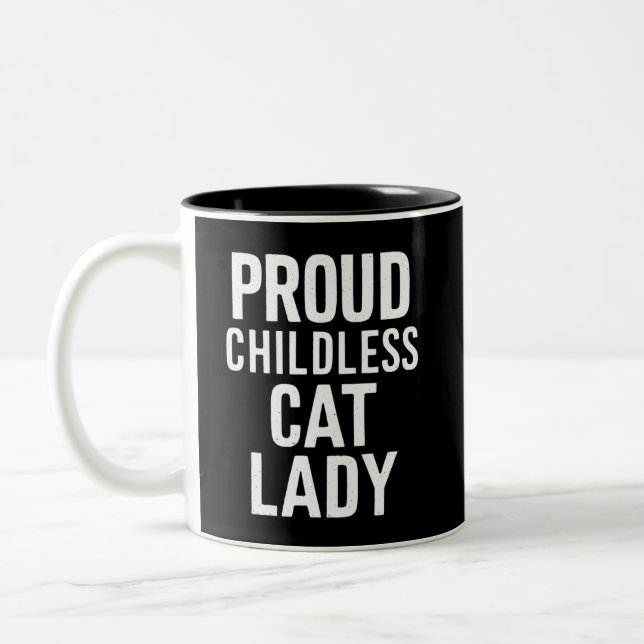 Childless Cat Lady for Cat Mom Women Cat Lady  Two-Tone Coffee Mug (Left)