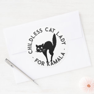 Childless Cat Lady for kamala funny black cat Classic Round Sticker
