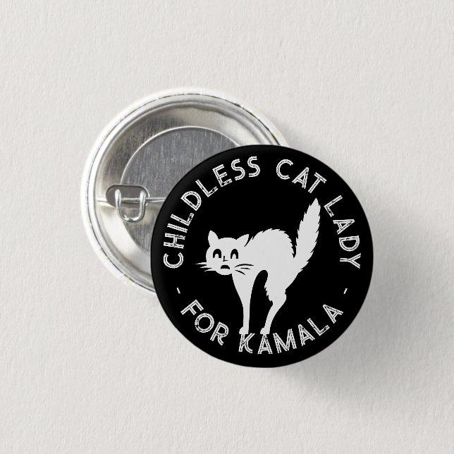 Childless Cat Lady for kamala funny cat black Button (Front & Back)