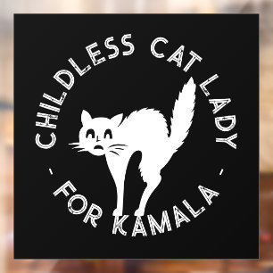 Childless Cat Lady for kamala funny cat black Window Cling
