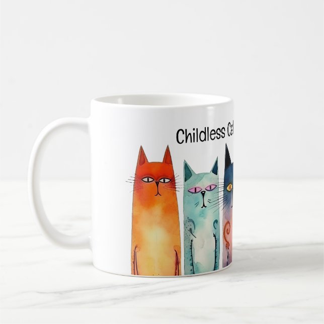 Childless Cat Lady for Kamala Whimsical Coffee Mug (Left)