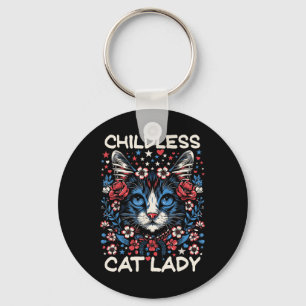 Childless Cat Lady Funny Cat Lover 4 Keychain