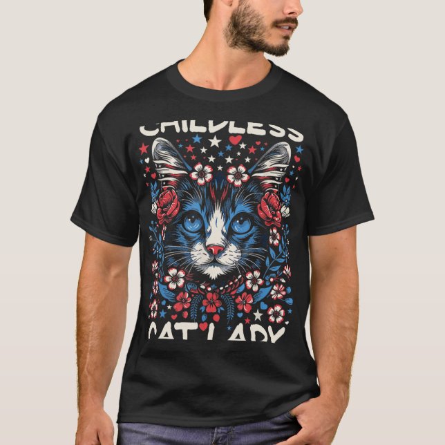 Childless Cat Lady Funny Cat Lover 4  T-Shirt (Front)