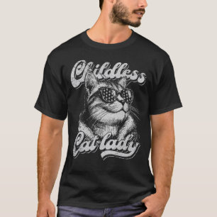 Childless Cat Lady Funny Patriotic Cat Lover T-Shirt