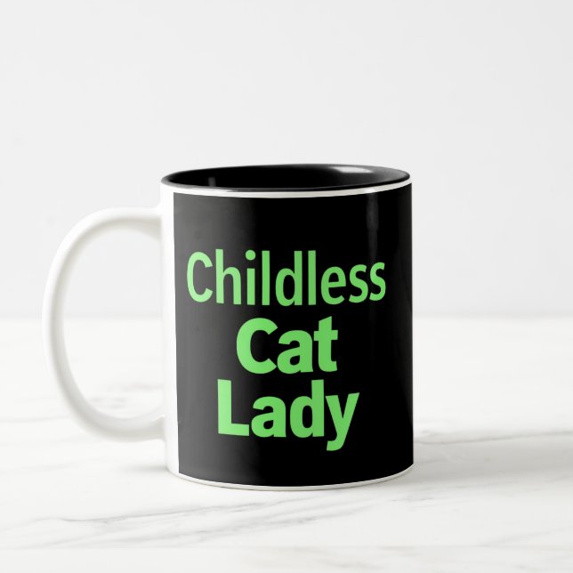Childless Cat Lady Funny Vote 2024 Two-Tone Coffee Mug (Left)