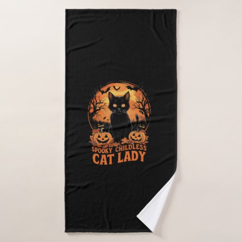 Childless Cat Lady Halloween Spooky Witch Election Bath Towel