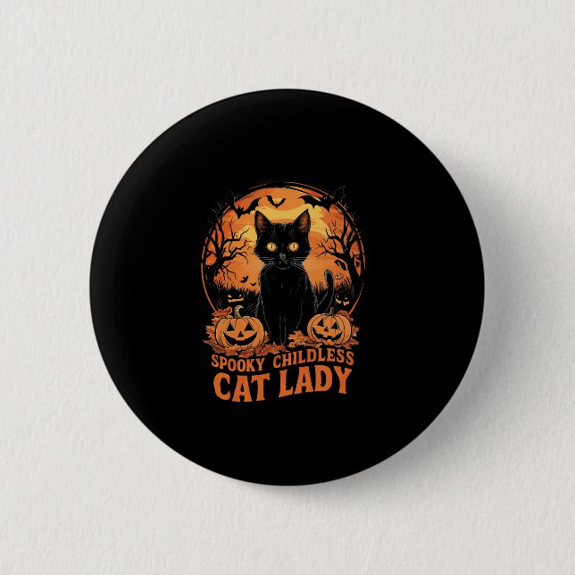 Childless Cat Lady Halloween Spooky Witch Election Button (Front)