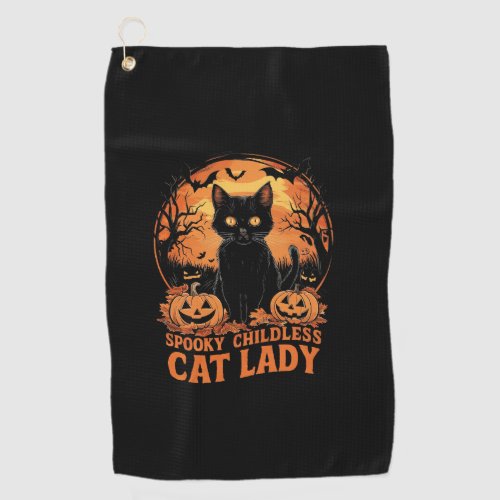 Childless Cat Lady Halloween Spooky Witch Election Golf Towel