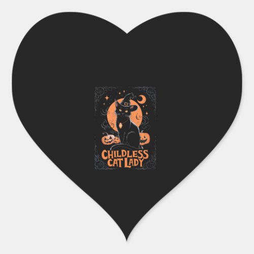 Childless Cat Lady Halloween Spooky Witch Election Heart Sticker