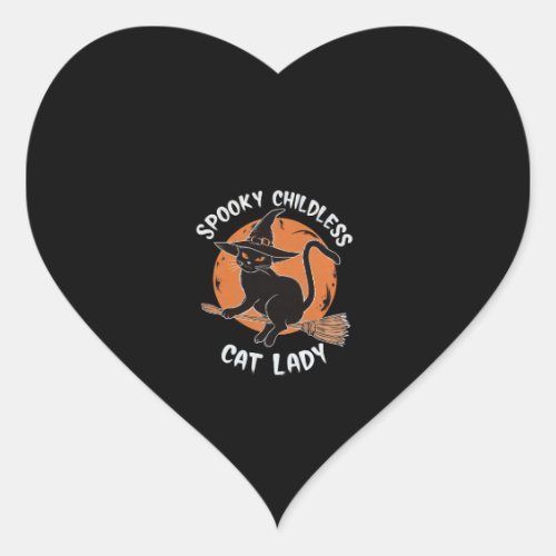 Childless Cat Lady Halloween Spooky Witch Election Heart Sticker