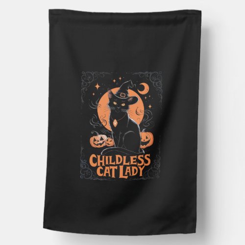 Childless Cat Lady Halloween Spooky Witch Election House Flag