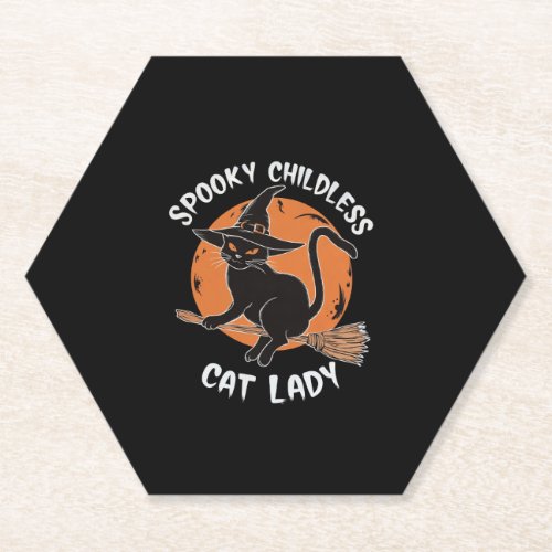 Childless Cat Lady Halloween Spooky Witch Election Paper Coaster