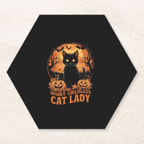 Childless Cat Lady Halloween Spooky Witch Election Paper Coaster