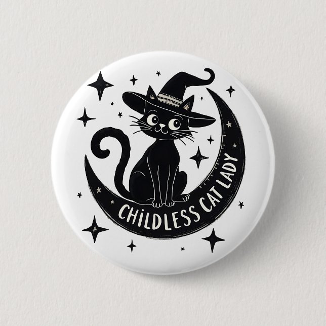 Childless Cat Lady Harris Walz Halloween Pastel Button (Front)