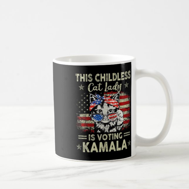 Childless Cat Lady Is Voting Kamala Harris 2024 2  Coffee Mug (Right)