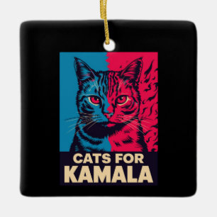 Childless Cat Lady is Voting Kamala Harris 2024 Ceramic Ornament