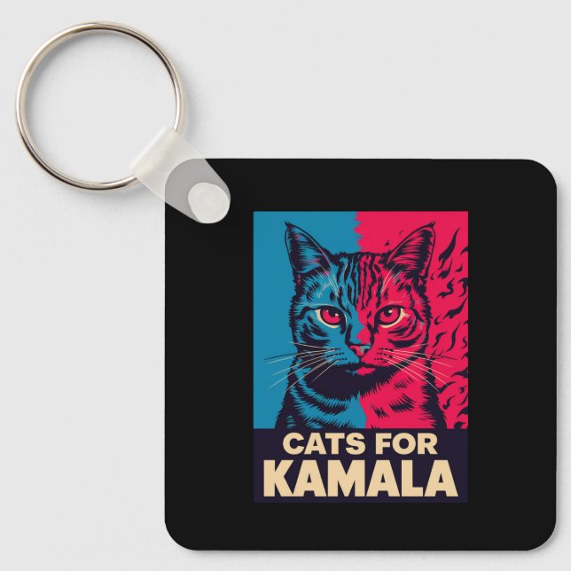 Childless Cat Lady is Voting Kamala Harris 2024 Keychain (Front)