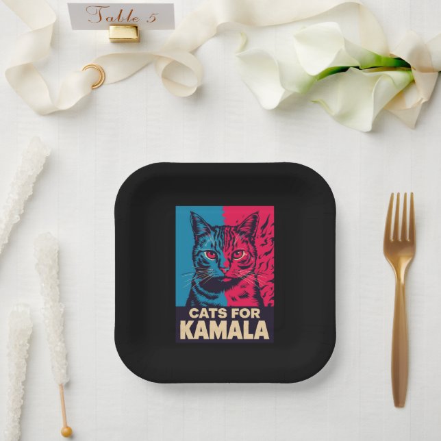 Childless Cat Lady is Voting Kamala Harris 2024 Paper Plates (Wedding)