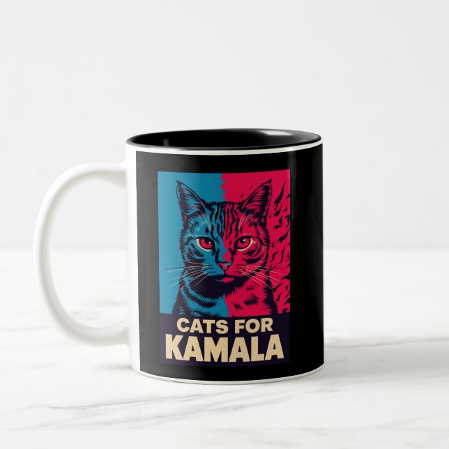 Childless Cat Lady is Voting Kamala Harris 2024 Two-Tone Coffee Mug (Left)