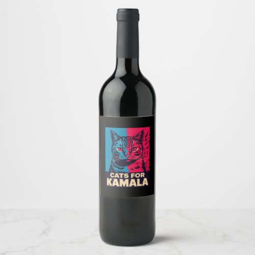 Childless Cat Lady is Voting Kamala Harris 2024 Wine Label