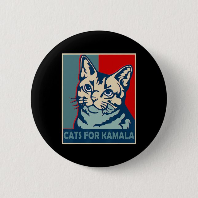 Childless Cat Lady Is Voting Kamala Harris Preside Button (Front)