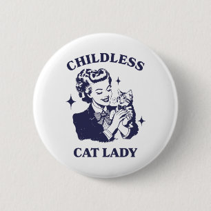 Childless Cat Lady Kamala 2024 Harris Feminist Wom Button
