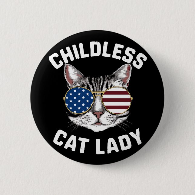 Childless Cat Lady Kamala Harris 2028 Button (Front)