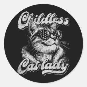 Childless Cat Lady Kamala Harris 2028 Classic Round Sticker