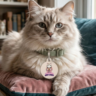 Childless Cat Lady Kimono Cat Funny Pet ID Tag