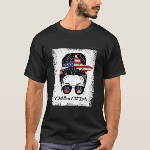 Childless Cat Lady Mom Messy Bun 2024 T-Shirt