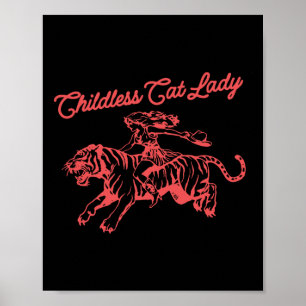 Childless Cat Lady Retro Cowboy Girl Poster