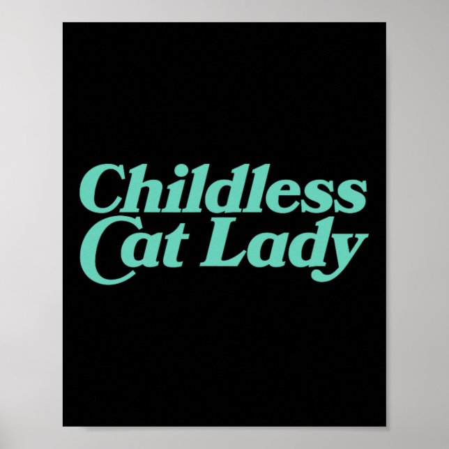 Childless Cat Lady Retro Vibrant  Poster (Front)