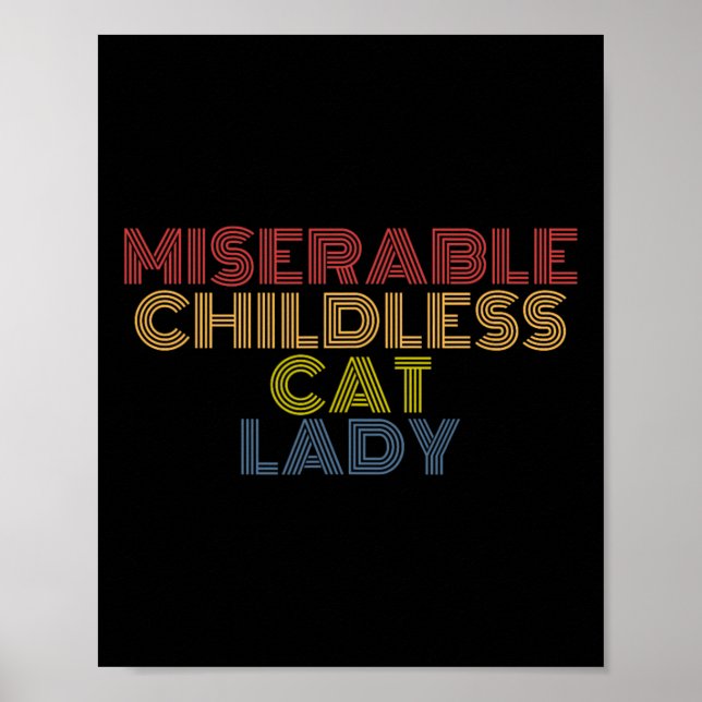 Childless Cat Lady Retro Vintage  Poster (Front)