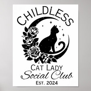 Childless Cat Lady Social Club Meme Cat Kamala Har Poster