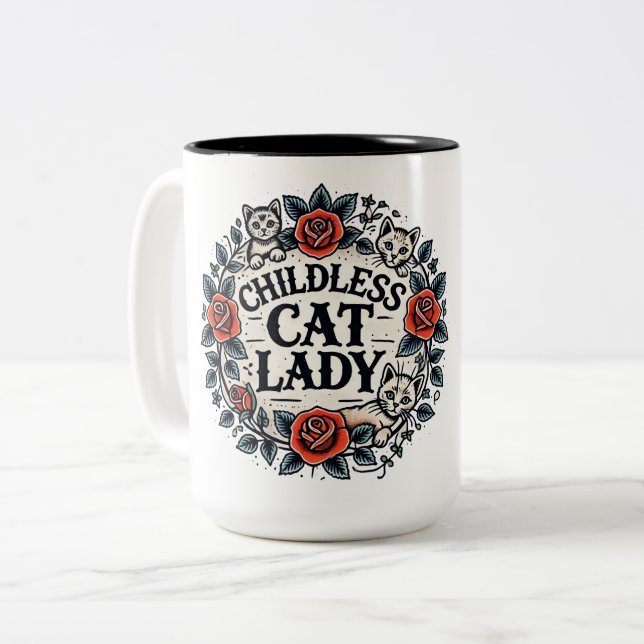 Childless Cat Lady                                 Two-Tone Coffee Mug (Front Left)