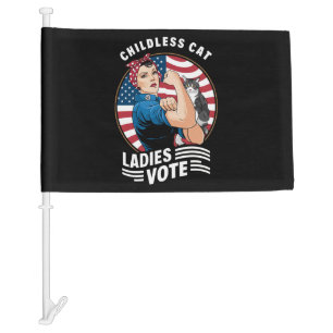 Childless Cat Lady Vote Vintage Rosie The Rivete Car Flag