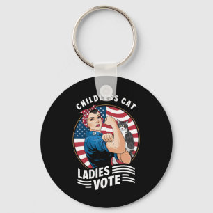 Childless Cat Lady Vote Vintage Rosie The Rivete Keychain