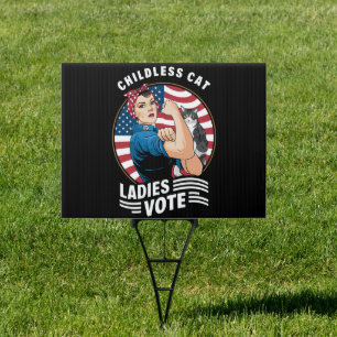 Childless Cat Lady Vote Vintage Rosie The Rivete Sign