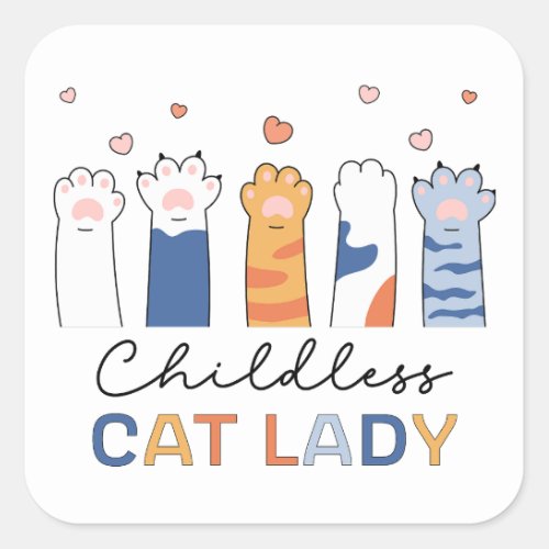 Childless Cat Lady Voting Kamala Harris President Square Sticker